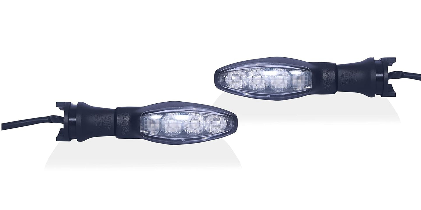 YAMAHA Pair of LED Flashers Light Indicator Assembly, Fit for Universal Bikes, Black & Silver