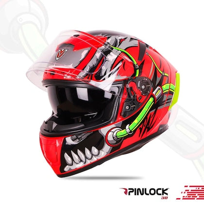 Ignyte IGN-4 Trever ISI / DOT Certified Double Visor Full Face Helmet Outer Anti-Fog Clear Visor and Inner Smoke Sun Shield
