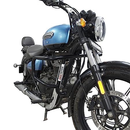 Asco Motors Leg Guard Compatible and for Royal Classic, Standard Enfield (2022-2025) & Meteor (2021-2025) Stainless Steel Black 2-Bend Airfly Black Leg Guard for Your RE Meteor and Royal Classic.