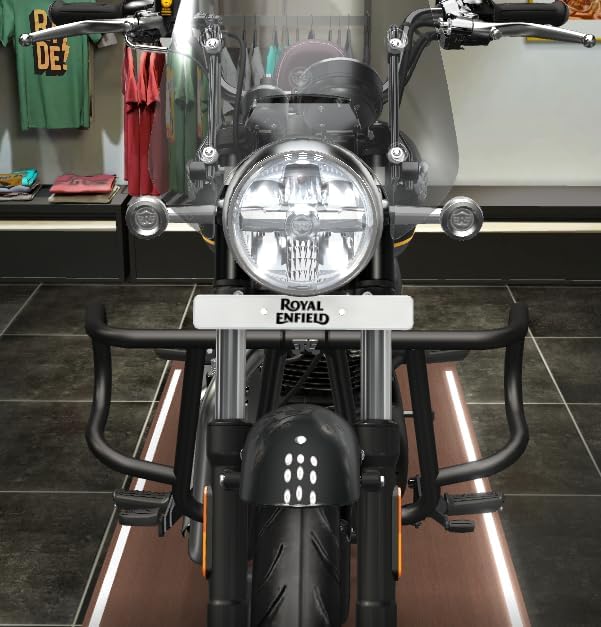 Royal Enfield Meteor 350 Box Shape Crash Guard | Heavy Duty CRC Steel Leg Guard | Premium Black Powder Coated Finish | Engine Protection Guard for Touring & Daily Ride