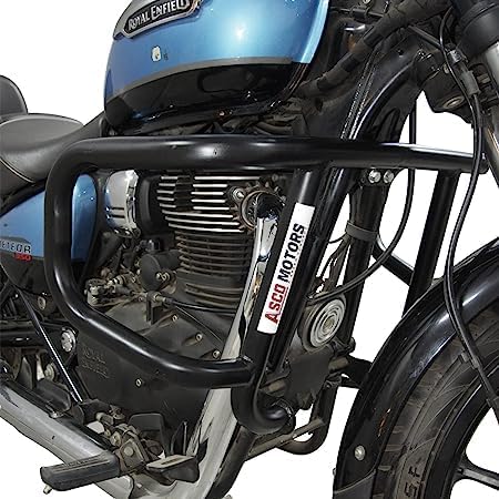 Asco Motors Leg Guard Compatible and for Royal Classic, Standard Enfield (2022-2025) & Meteor (2021-2025) Stainless Steel Black 2-Bend Airfly Black Leg Guard for Your RE Meteor and Royal Classic.