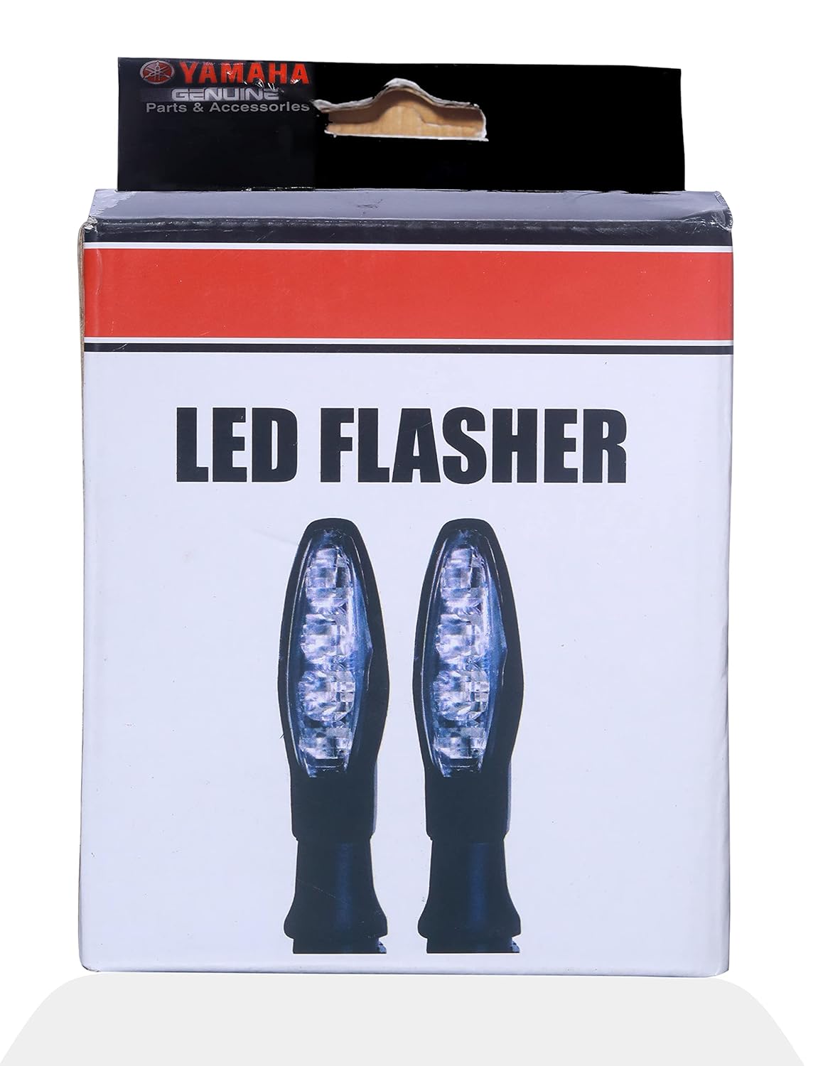 YAMAHA Pair of LED Flashers Light Indicator Assembly, Fit for Universal Bikes, Black & Silver