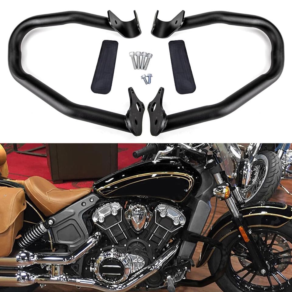 Asco Motors Gloss Black Engine Guard Protector Highway Crash Bars Compatible with 2015-2021 Indian Scout Scout Sixty Scout Bobber