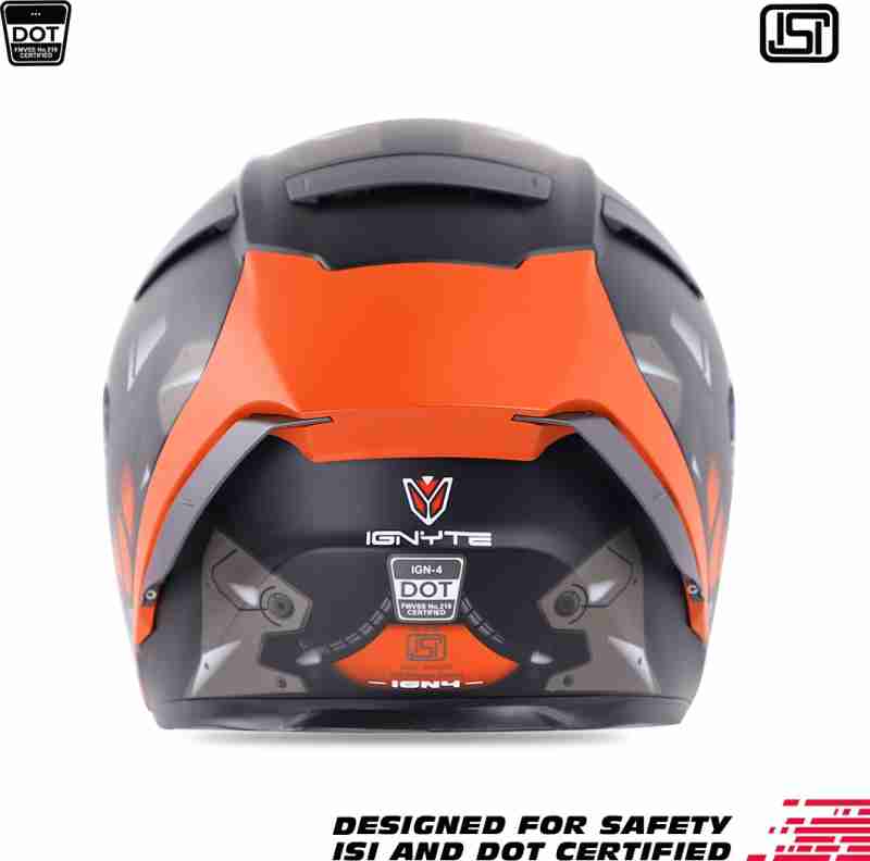 IGNYTE IGN-4 GOOS Full Face Graphic Helmet Motorbike Helmet (Glossy Black Orange with Anti Fog Clear Visor)
