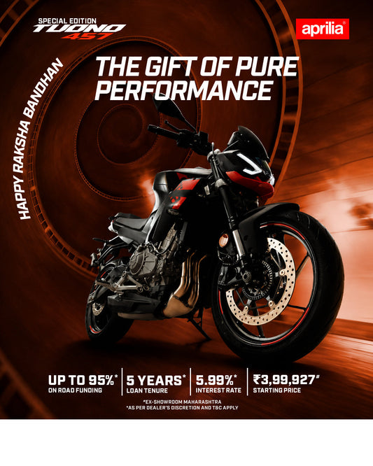 For the one who shares your passion for the ride. Celebrate Raksha Bandhan with the Special Edition Tuono 457 and experience pure naked performance.   #ApriliaIndia #Aprilia #HappyRakshaBandhan