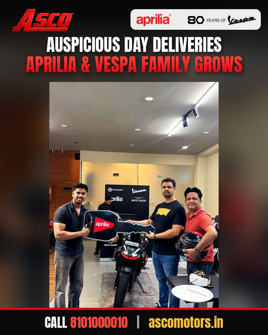Aprilia and Vespa deliveries at Asco Motors
