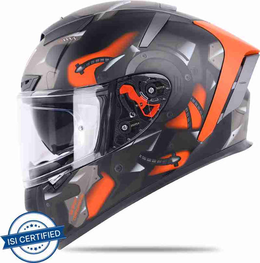 IGNYTE IGN-4 GOOS Full Face Graphic Helmet Motorbike Helmet  (Glossy Black Orange with Anti Fog Clear Visor)