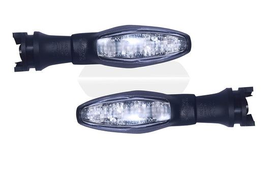 YAMAHA Pair of LED Flashers Light Indicator Assembly, Fit for Universal Bikes, Black & Silver