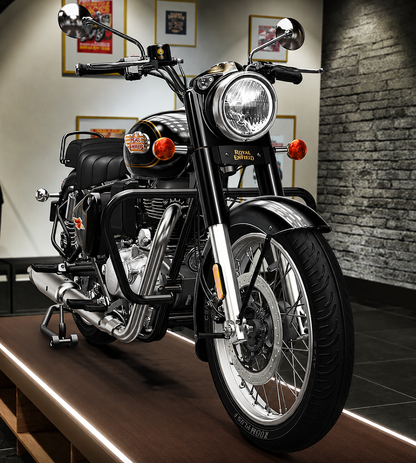 Royal Enfield Bullet 350 Butterfly Leg Guard & Engine Guard (2022-2026) | Compatible with Standard 350, Military 350, Black Gold 350 & Battalion Black 350 | Heavy Duty 1.25 Inch Pipe | Mirror Shining Finish | Premium Crash Protection