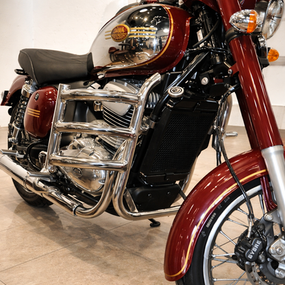 Engine Guard / Leg Guard 3 Bend (1.25 Inch) Heavy-Duty Stainless Steel – Compatible with All Jawa Models (2025–2026) | Fits 42, 42 FJ, Perak, Bobber & Classic 350 | Premium Chrome Finish Crash Guard