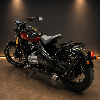 Premium Top Carrier with Saddle Stay for Jawa 42 Bobber | Heavy-Duty CRC Steel Luggage Carrier | High Load Capacity | Matte Black Finish