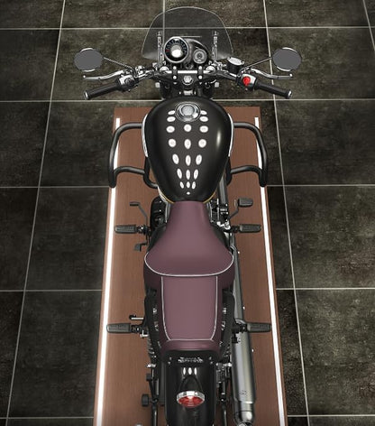 Royal Enfield Meteor 350 Box Shape Crash Guard | Heavy Duty CRC Steel Leg Guard | Premium Black Powder Coated Finish | Engine Protection Guard for Touring & Daily Ride