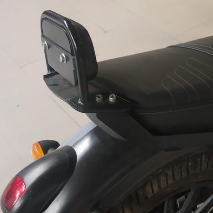 Carrier Backrest Support Pillion Black Cushion Compatible for Jawa 42