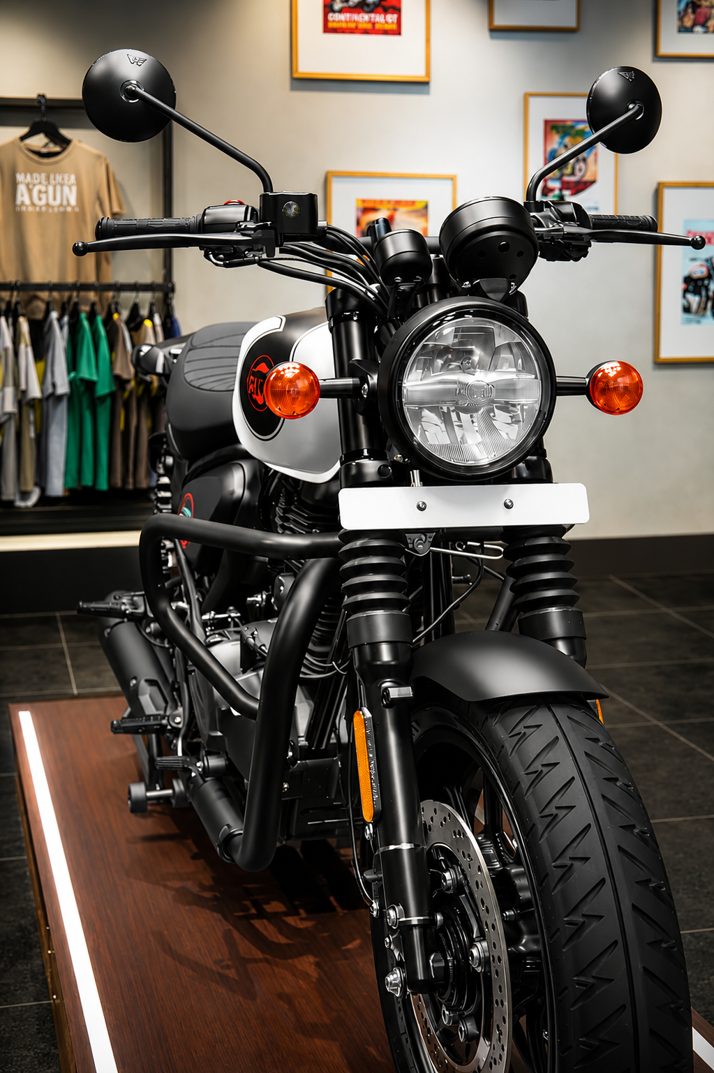 Hunter 350 Large Engine Guard / Leg Guard | Heavy Duty 1.25 Inch Thick Pipe | Matte Black Finish | Crash Protection for Royal Enfield Hunter 350 (2022-2026)