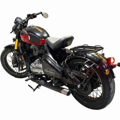 Premium Top Carrier with Saddle Stay for Compatible for (2024-26) Jawa Perak & Jawa 42 Bobber | Heavy-Duty CRC Steel | High Load Capacity | Matte Black Finish