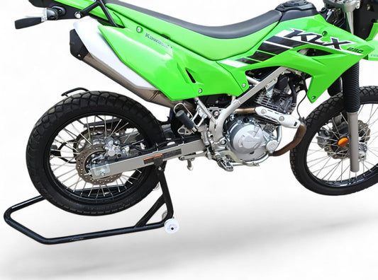 Heavy-Duty Matte Black Paddock Stand for Dirt Bikes – Compatible with KTM 390, Kawasaki KLX230 – Easy to Handle, Stable Motorcycle Maintenance Stand