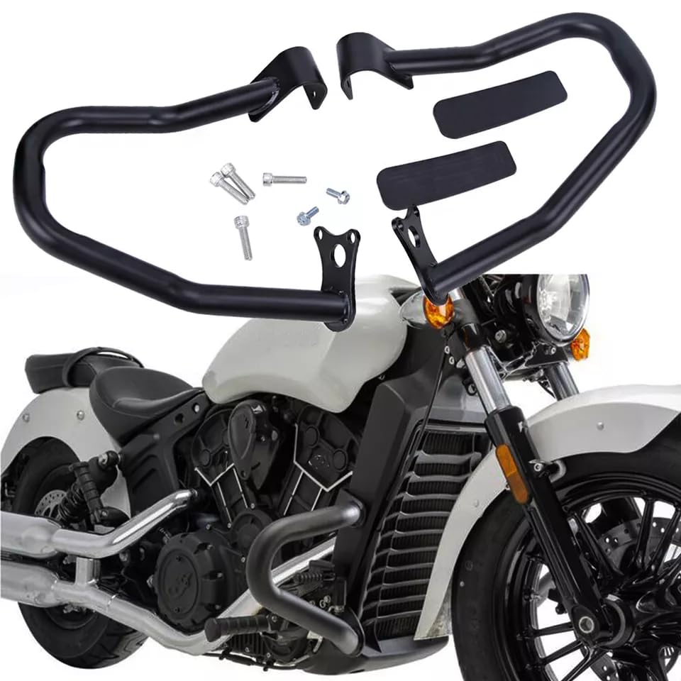Asco Motors Gloss Black Engine Guard Protector Highway Crash Bars Compatible with 2015-2021 Indian Scout Scout Sixty Scout Bobber