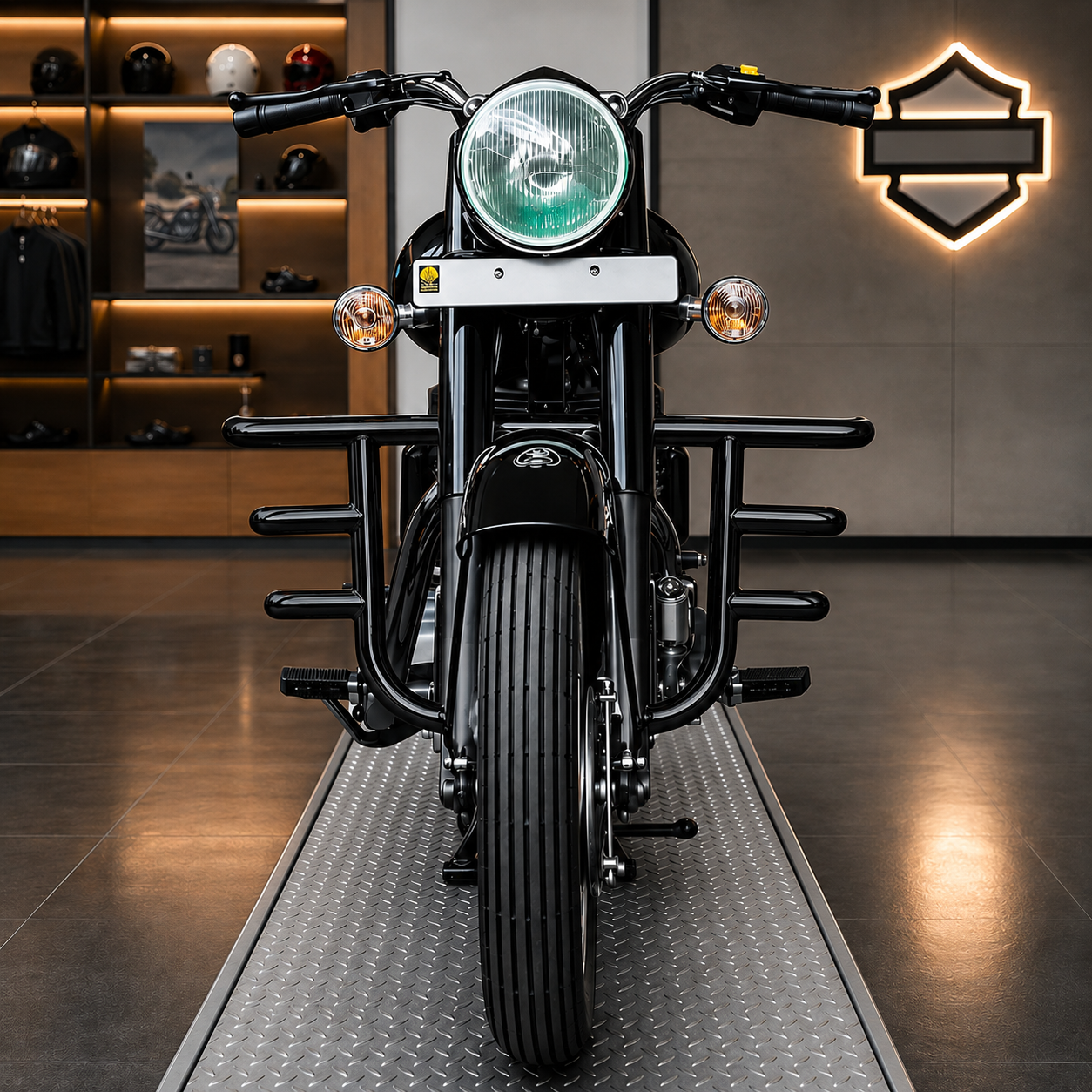 3 Rod Straight Leg Guard for Royal Enfield Electra, Standard, Thunderbird & Classic BS3 BS4 | Heavy Duty Crash Guard | Matte Black Powder Coated Finish | Engine & Rider Protection