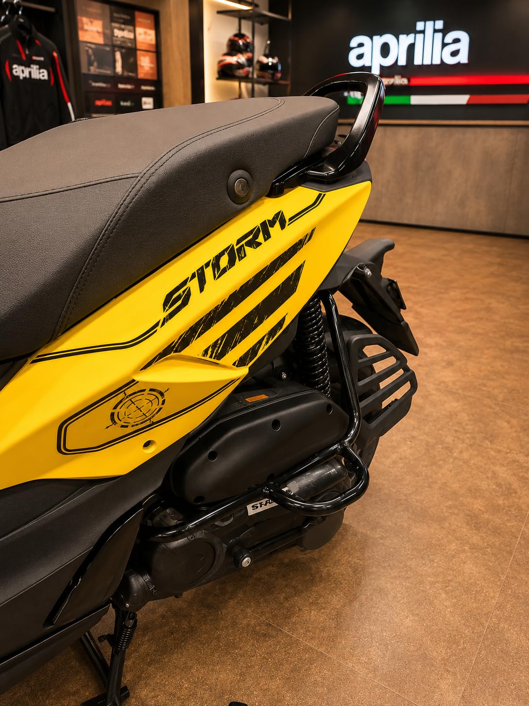 Aprilia SR 125 Paramount Protection Kit with Footrest | Heavy Duty Metal Build | Premium Black Finish | Stylish Safety & Comfort Combo for Touring & Daily Ride