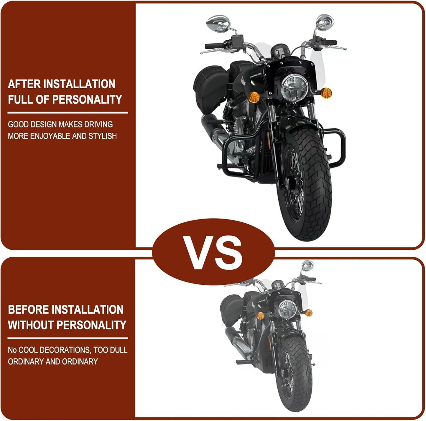Asco Motors Indian Motorcycle Rear Highway Crash Bar for Indian Scout Bobber Classic Engine Guard Crash Bar Kit Compatible with Indian Scout,Scout+Sixty,Scout+Bobber 2025 Replac 2890252-266 Black