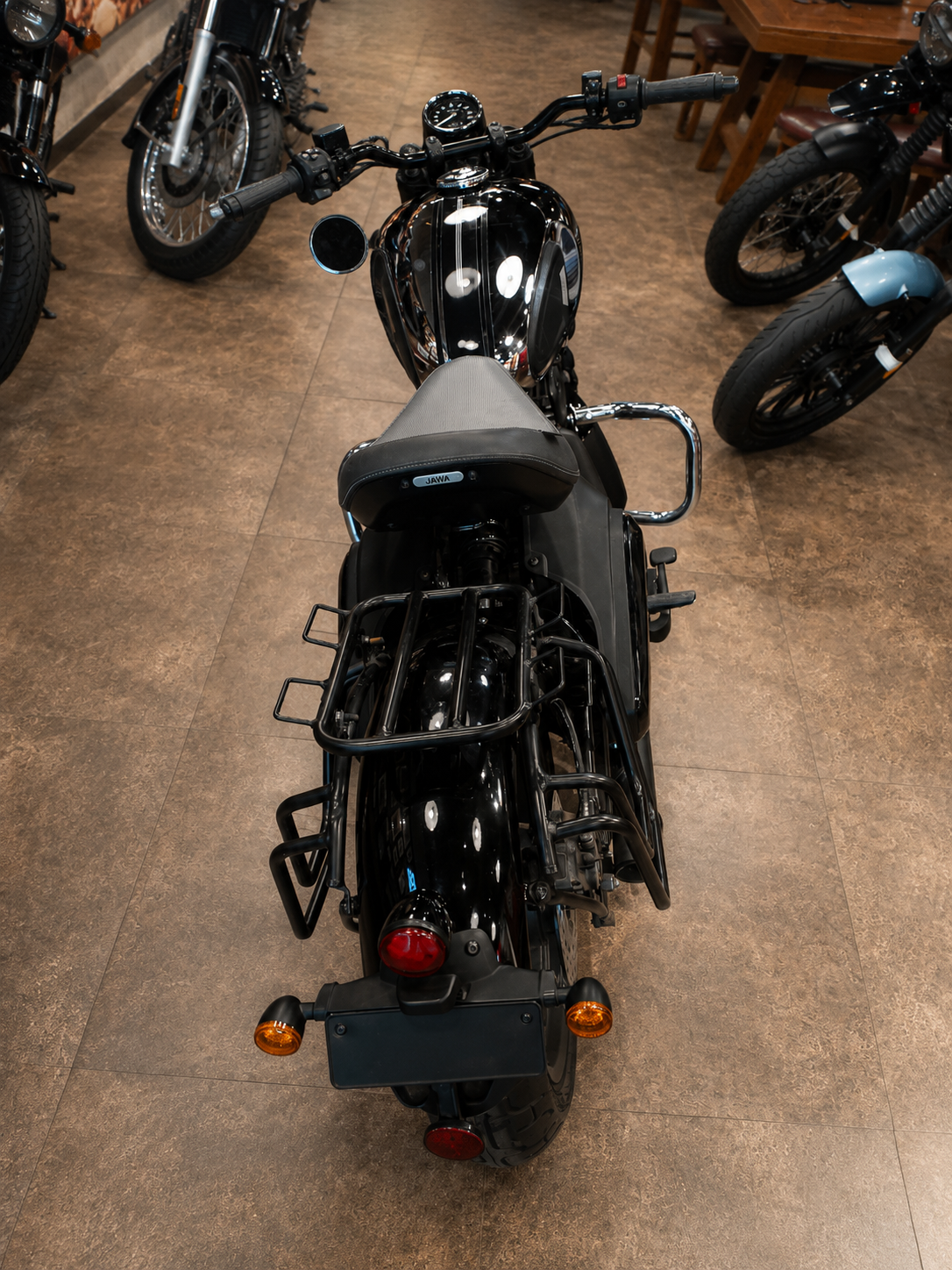 Premium Top Carrier with Saddle Stay for Jawa 42 Bobber | Heavy-Duty CRC Steel Luggage Carrier | High Load Capacity | Matte Black Finish