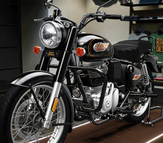 Royal Enfield Bullet 350 Butterfly Leg Guard & Engine Guard (2022-2026) | Compatible with Standard 350, Military 350, Black Gold 350 & Battalion Black 350 | Heavy Duty 1.25 Inch Pipe | Mirror Shining Finish | Premium Crash Protection