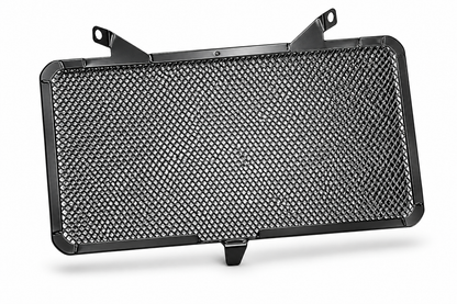 Heavy-duty black metal radiator guard for Kawasaki Z900 by Asco Motors, featuring a durable mesh design for protection.