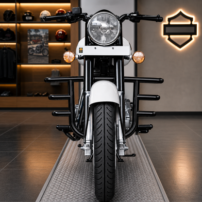 3 Rod Straight Leg Guard for Royal Enfield Electra, Standard, Thunderbird & Classic BS3 BS4 | Heavy Duty Crash Guard | Matte Black Powder Coated Finish | Engine & Rider Protection