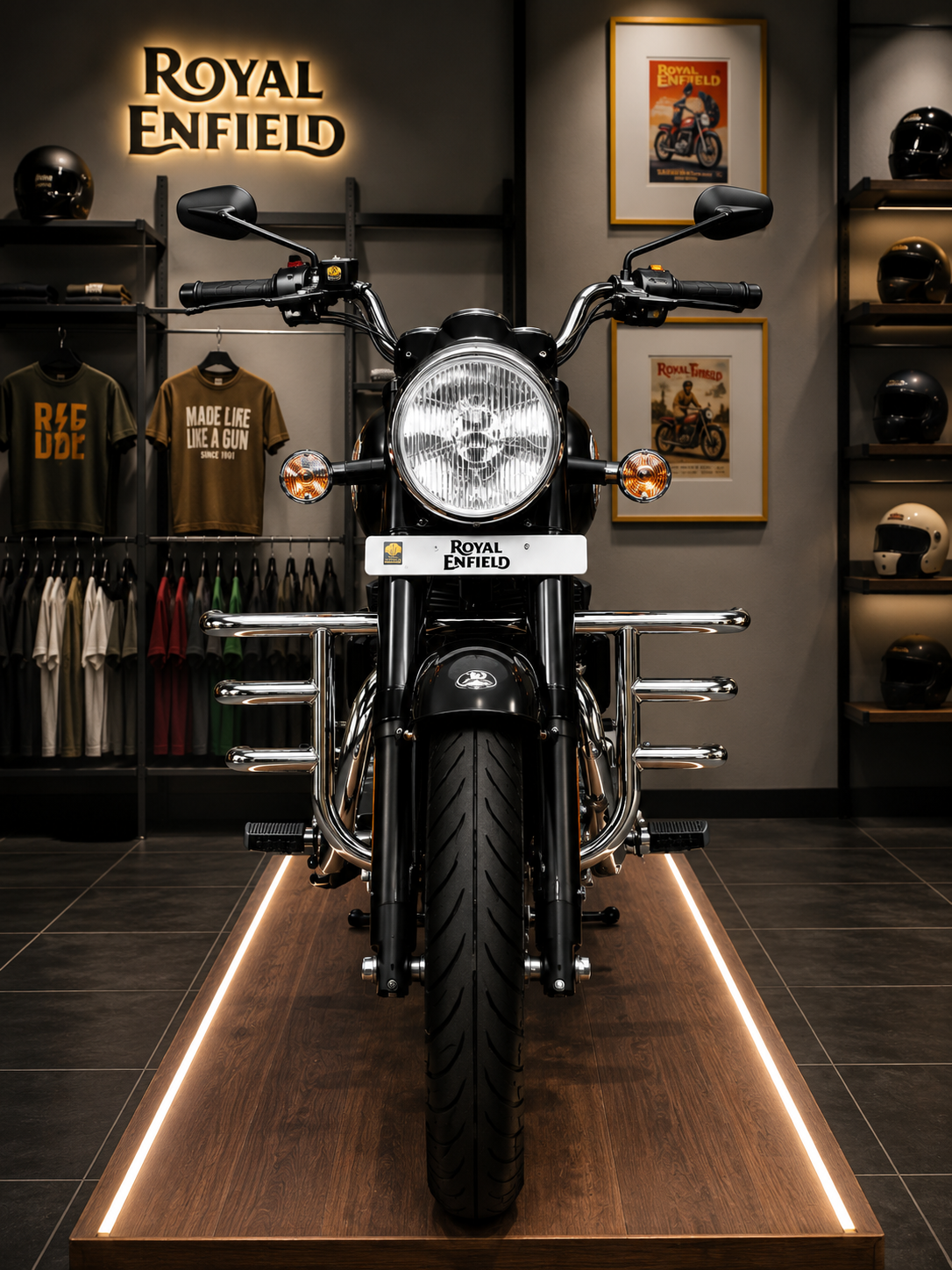 Royal Enfield Electra / Standard / Thunderbird / Classic BS3 BS4 3 Rod Straight Leg Guard | Heavy Duty Stainless Steel Crash Guard | Rust Resistant Mirror Finish | Engine & Rider Protection