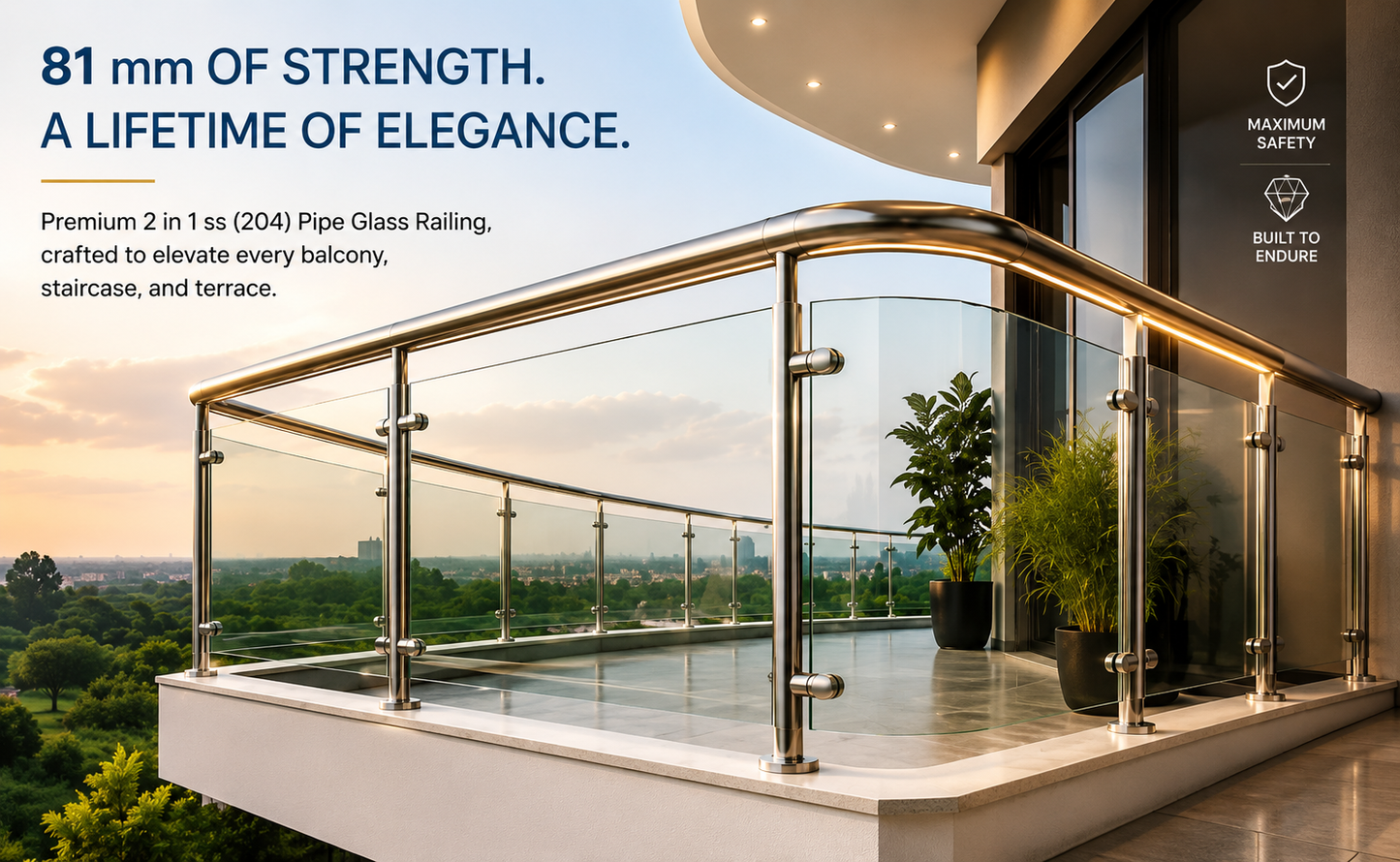 Premium Stainless Steel Pipe Bend Railings – Elegant Strength for Balconies, Staircases & Terraces