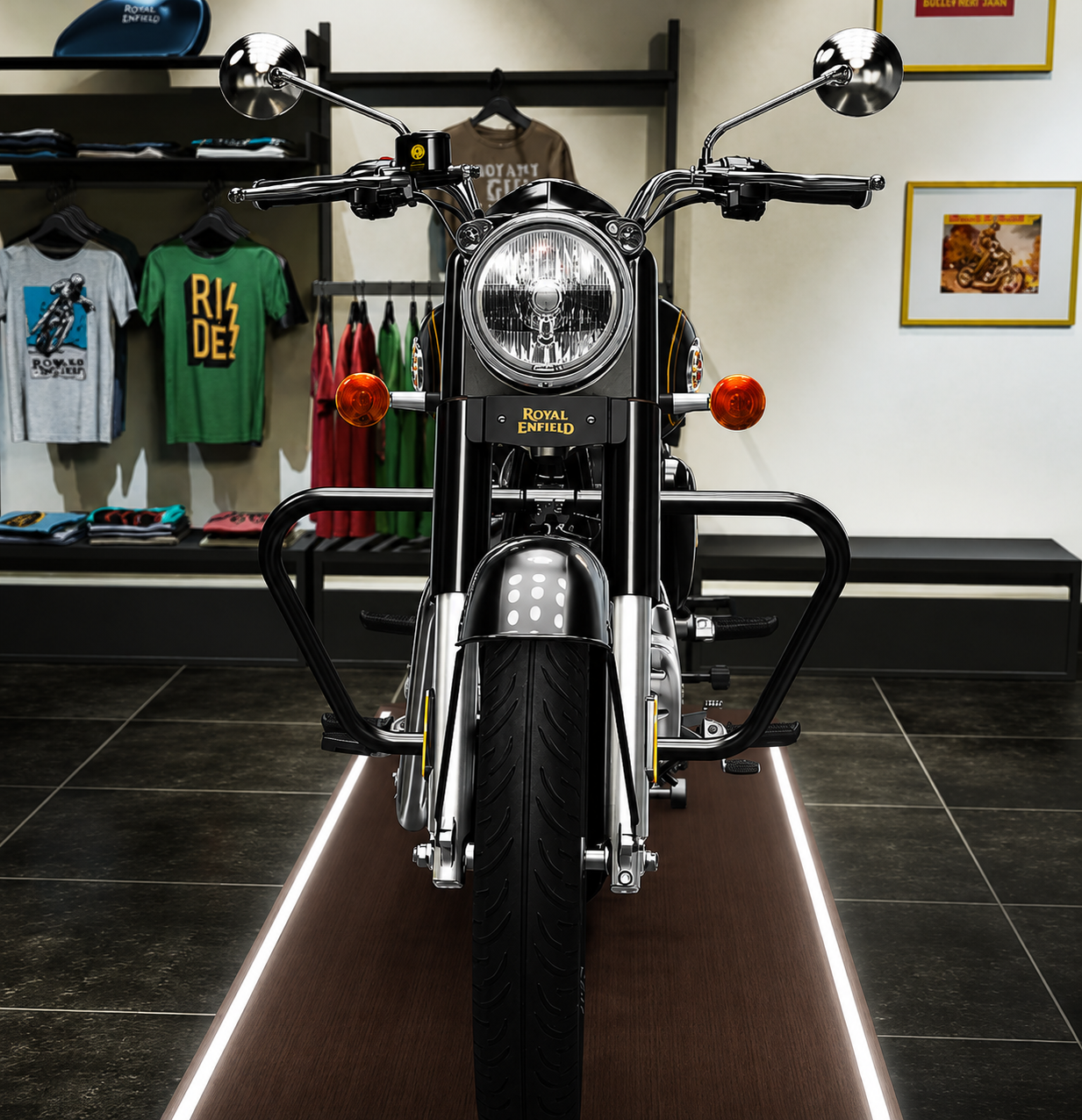 Royal Enfield Bullet 350 Butterfly Leg Guard & Engine Guard (2022-2026) | Compatible with Standard 350, Military 350, Black Gold 350 & Battalion Black 350 | Heavy Duty 1.25 Inch Pipe | Mirror Shining Finish | Premium Crash Protection